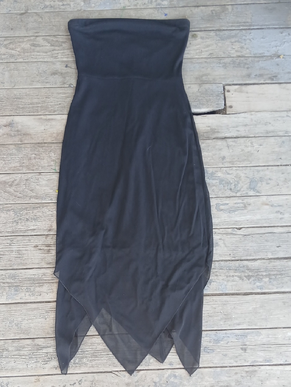Wet Seal Strapless Black Asymetric Sheer Overlay Dress Size Small